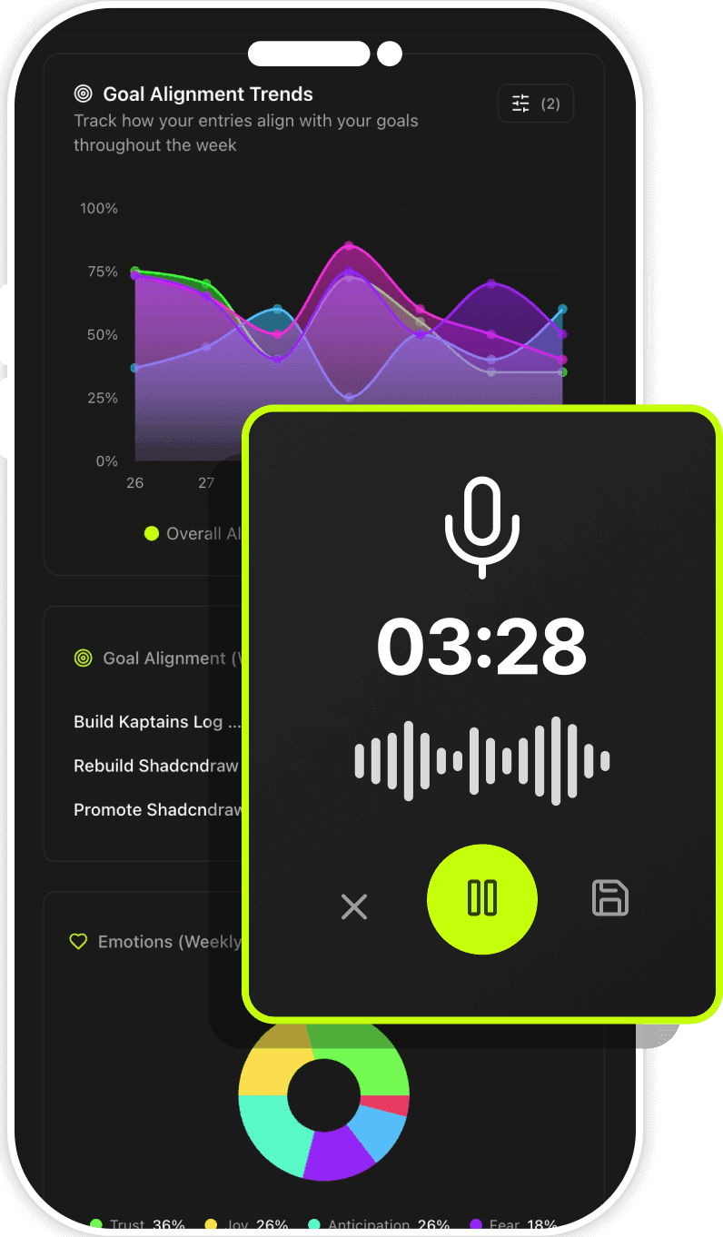 Kaptains Log app interface